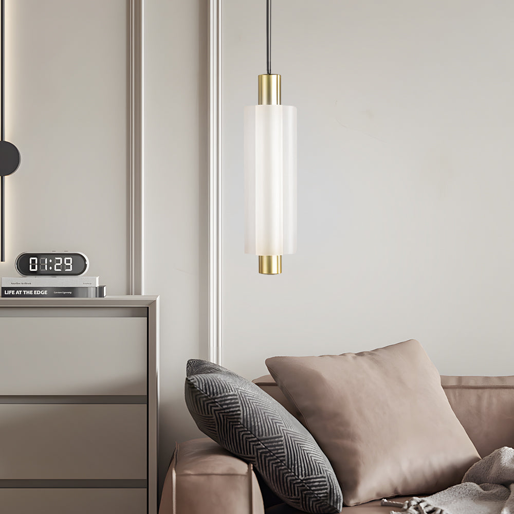 1/2/3-Head Acrylic Cylinder Modern Pendant Light, Gold/Black