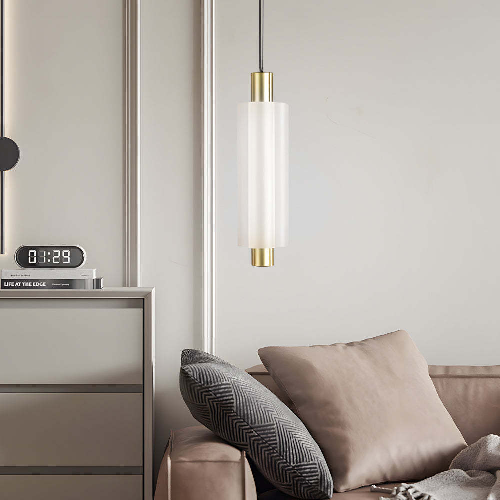 1/2/3-Head Acrylic Cylinder Modern Pendant Light, Gold/Black