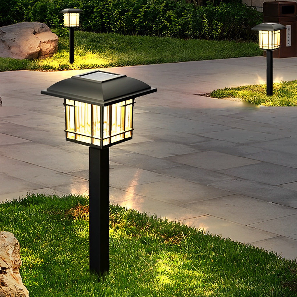 Vintage-Modern Solar Square Waterproof Outdoor Lawn Light