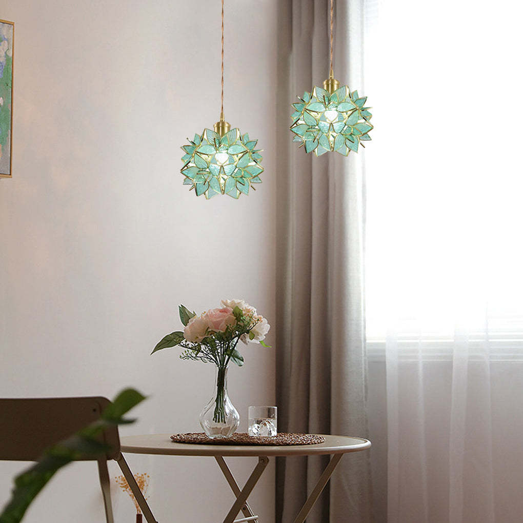Glass Gardenia Petal Warm LED French Pendant Light
