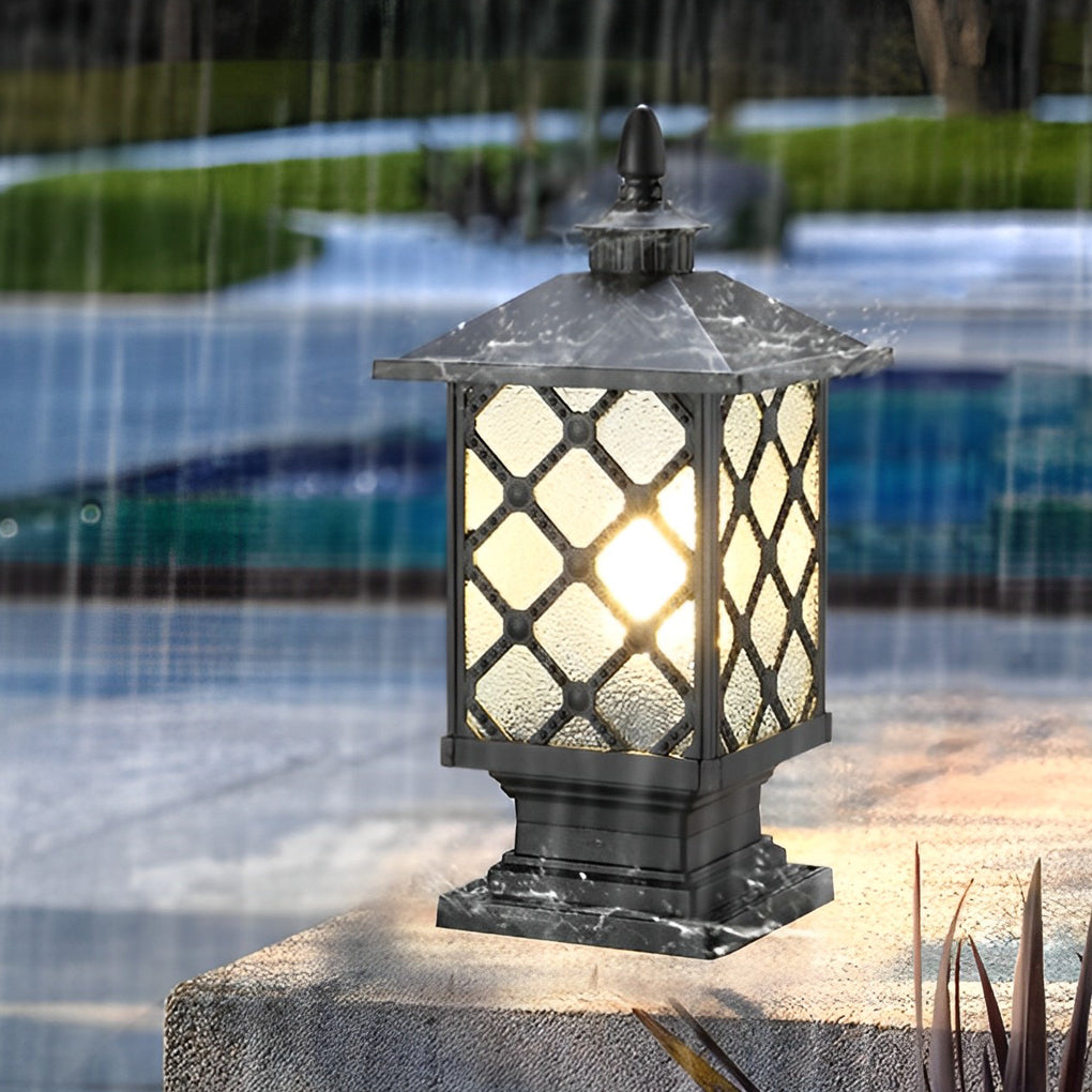 Retro Creative Waterproof Modern Outdoor Fence Post Lights Pillar Lamp-Lighom