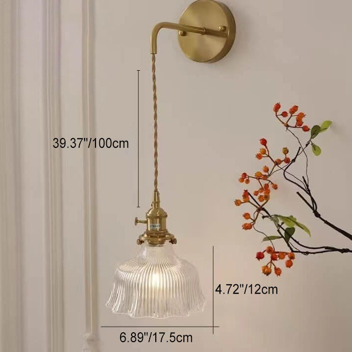 Nordic Minimalist Flower Copper Glass Sconce