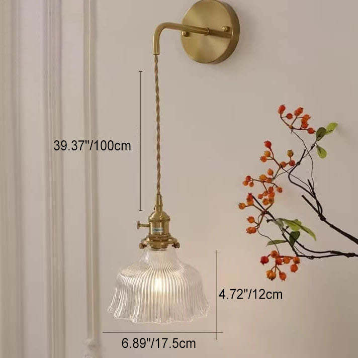 Nordic Minimalist Flower Copper Glass Sconce