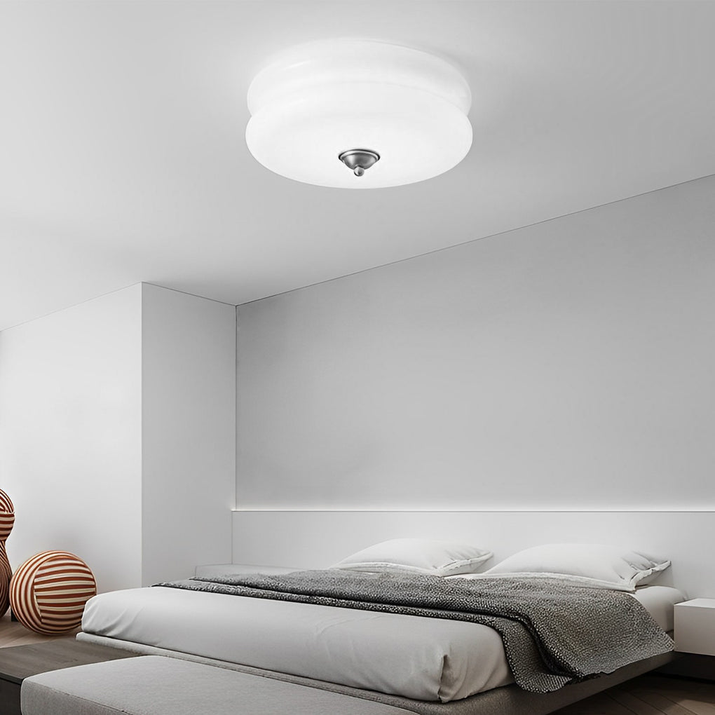 Round Glass Drum Dimmable LED Nordic Ceiling Fixture