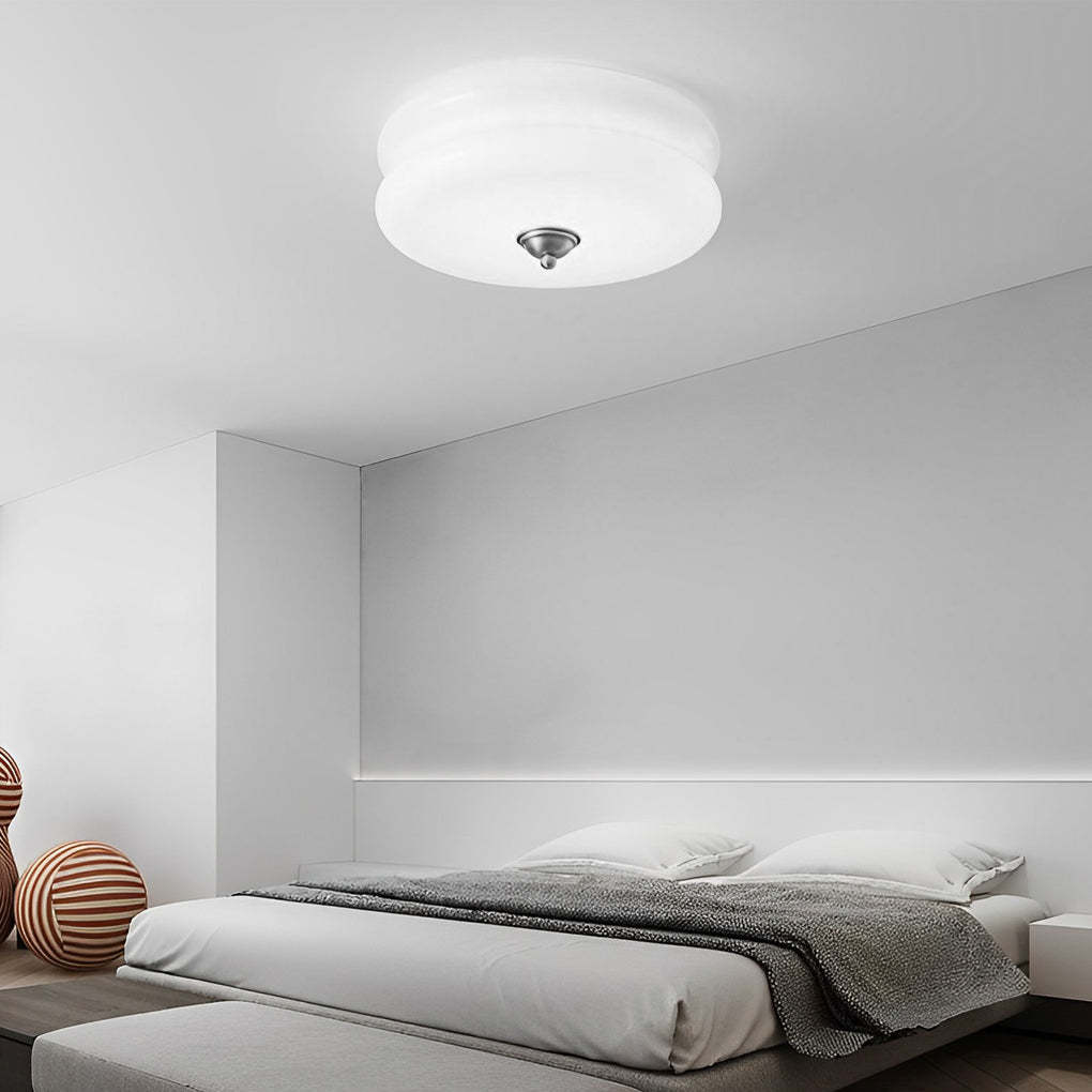Round Glass Drum Dimmable LED Nordic Ceiling Fixture