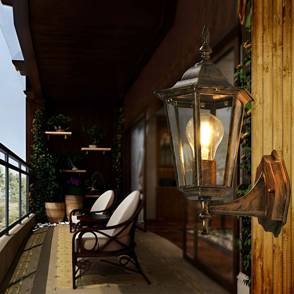 Retro Hexagonal Waterproof European Style Outdoor Wall Lights Wall Lamp-Lighom