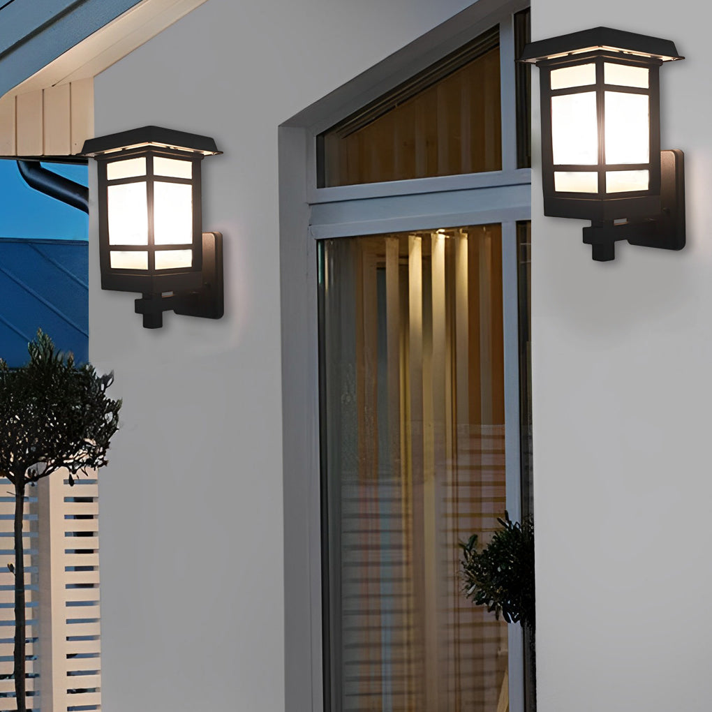 Vintage Waterproof LED Glass Matte Black Retro Wall Lamp Exterior Lights-Lighom