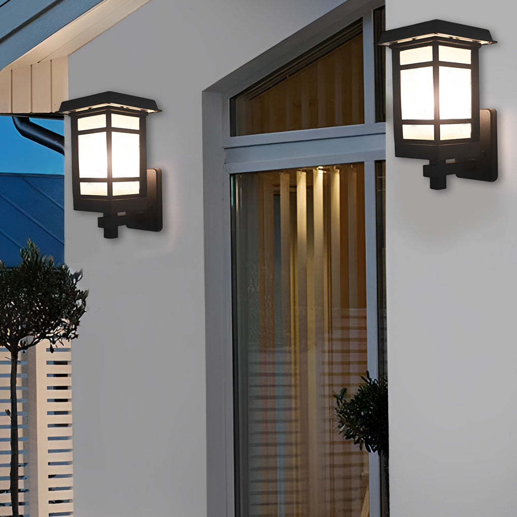 Vintage Waterproof LED Glass Matte Black Retro Wall Lamp Exterior Lights-Lighom