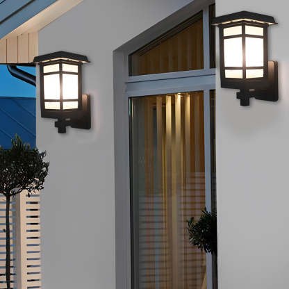 Vintage Waterproof LED Glass Matte Black Retro Wall Lamp Exterior Lights-Lighom