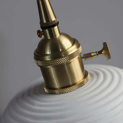 Round Striped Handmade Ceramic Brass Japanese Chandelier