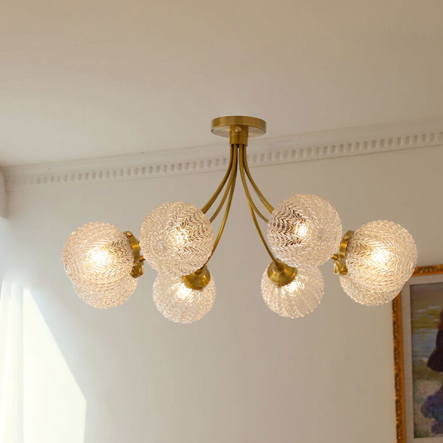 Nordic Spherical Glass 6/8-Light Flush Mount