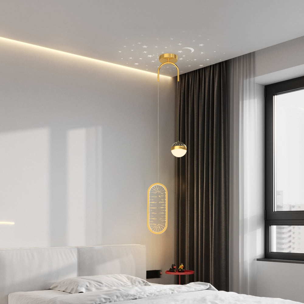 Oval Starry Projection Dimmable Nordic Pendant - Rnd