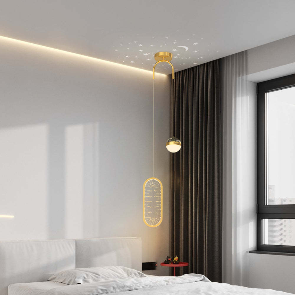 Oval Starry Projection Dimmable Nordic Pendant - Rnd