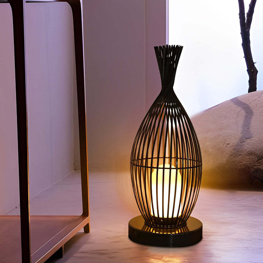 Industrial Courtyard Waterproof Caged LED Floor Lamp-Lighom