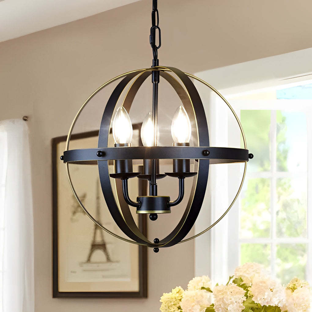 Iron Round Lantern Industrial Pendant Chandelier
