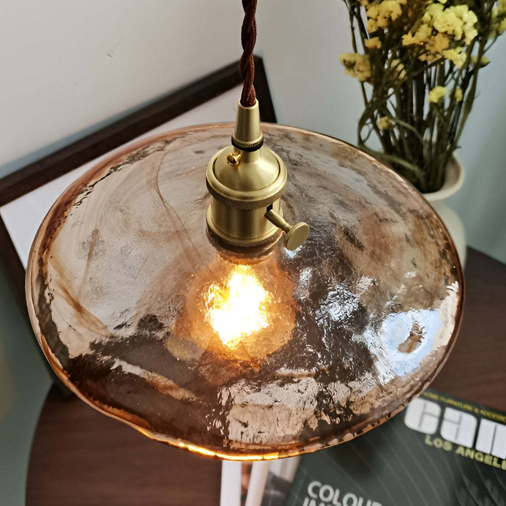 Circular Brown Glass LED Retro Island Pendant