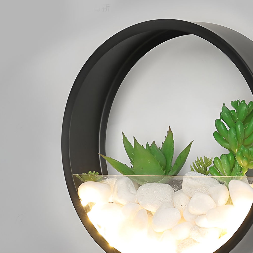 Round Small Artificial Plants Stones 18w LED Modern Outdoor Wall Light-Lighom