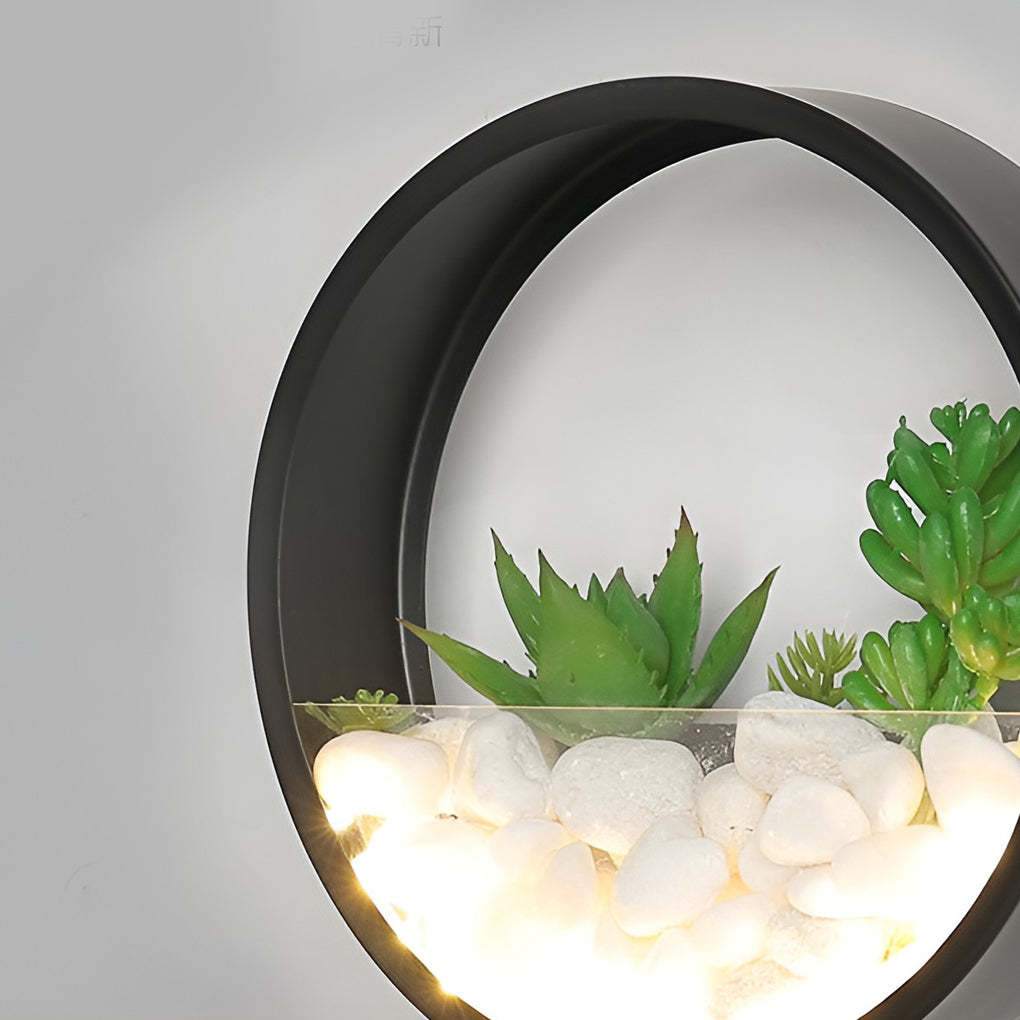 Round Small Artificial Plants Stones 18w LED Modern Outdoor Wall Light-Lighom