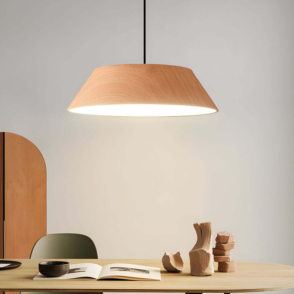 Round Wood Japanese LED Pendant Light