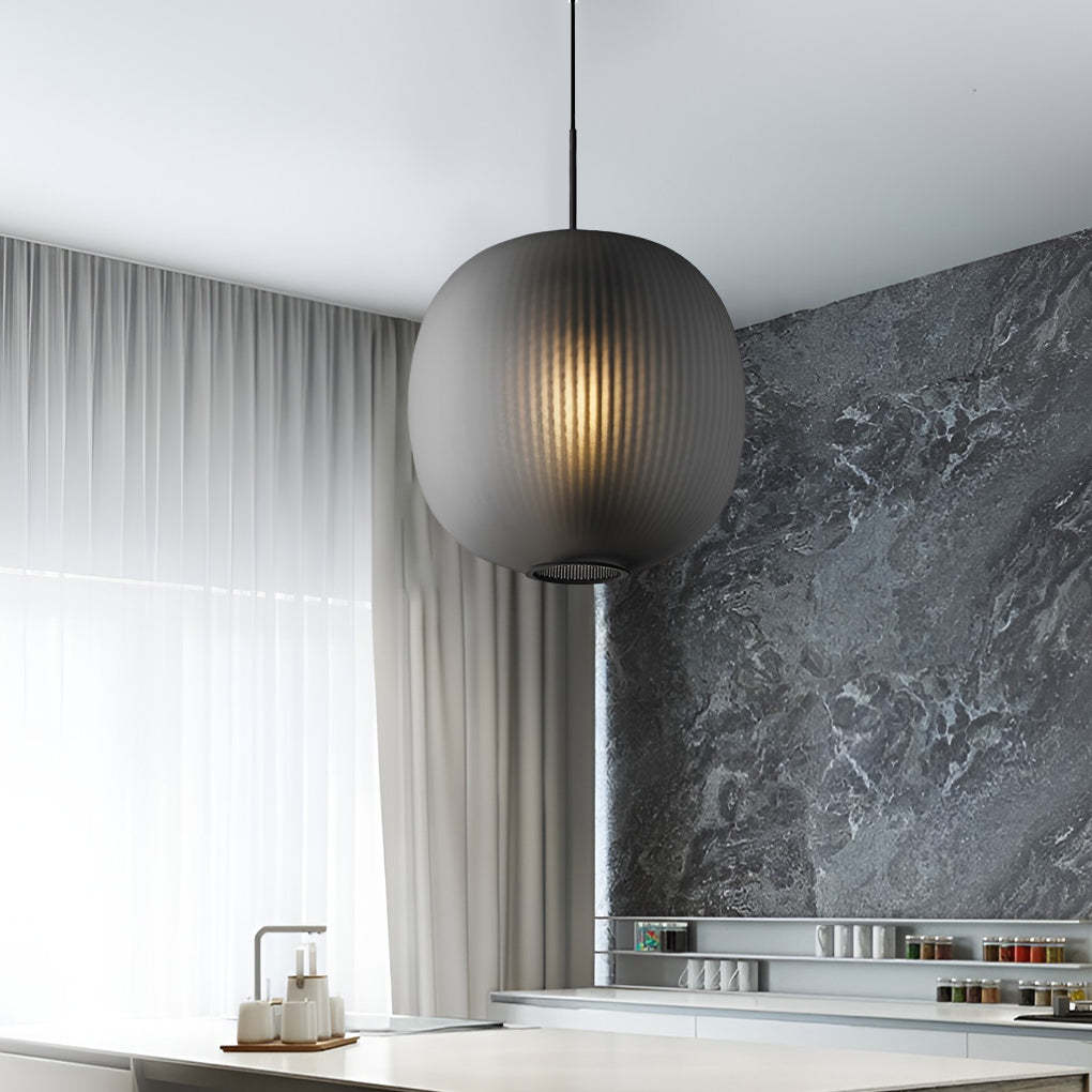 Round Lantern Glass LED Modern Pendant Light