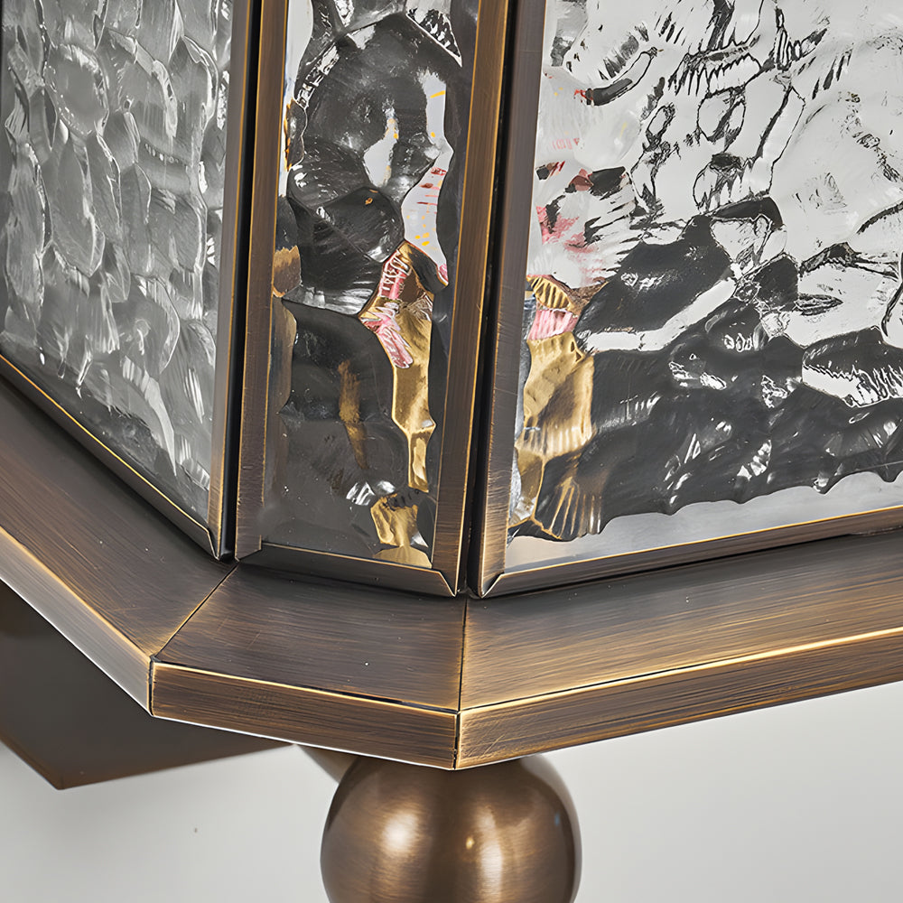 Elegant Brass Glass Lantern Copper Outdoor Wall Light-Lighom
