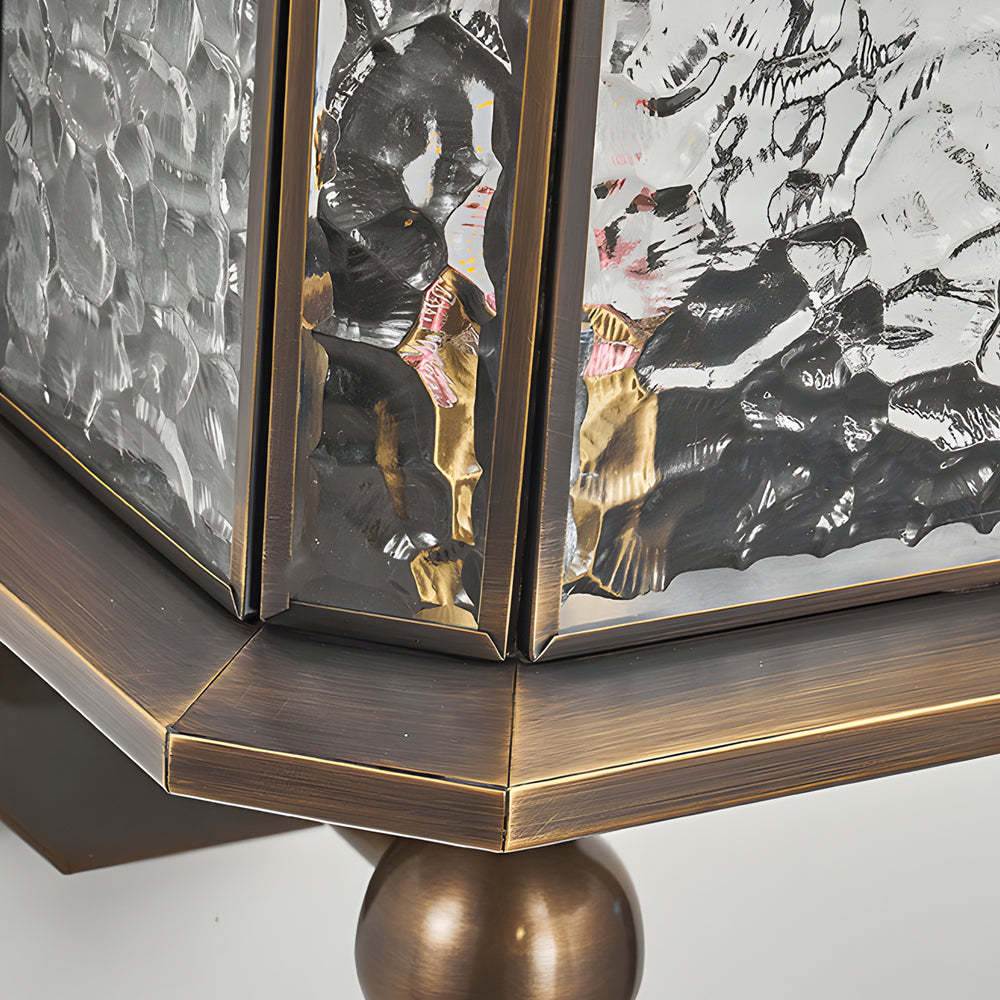 Elegant Brass Glass Lantern Copper Outdoor Wall Light-Lighom