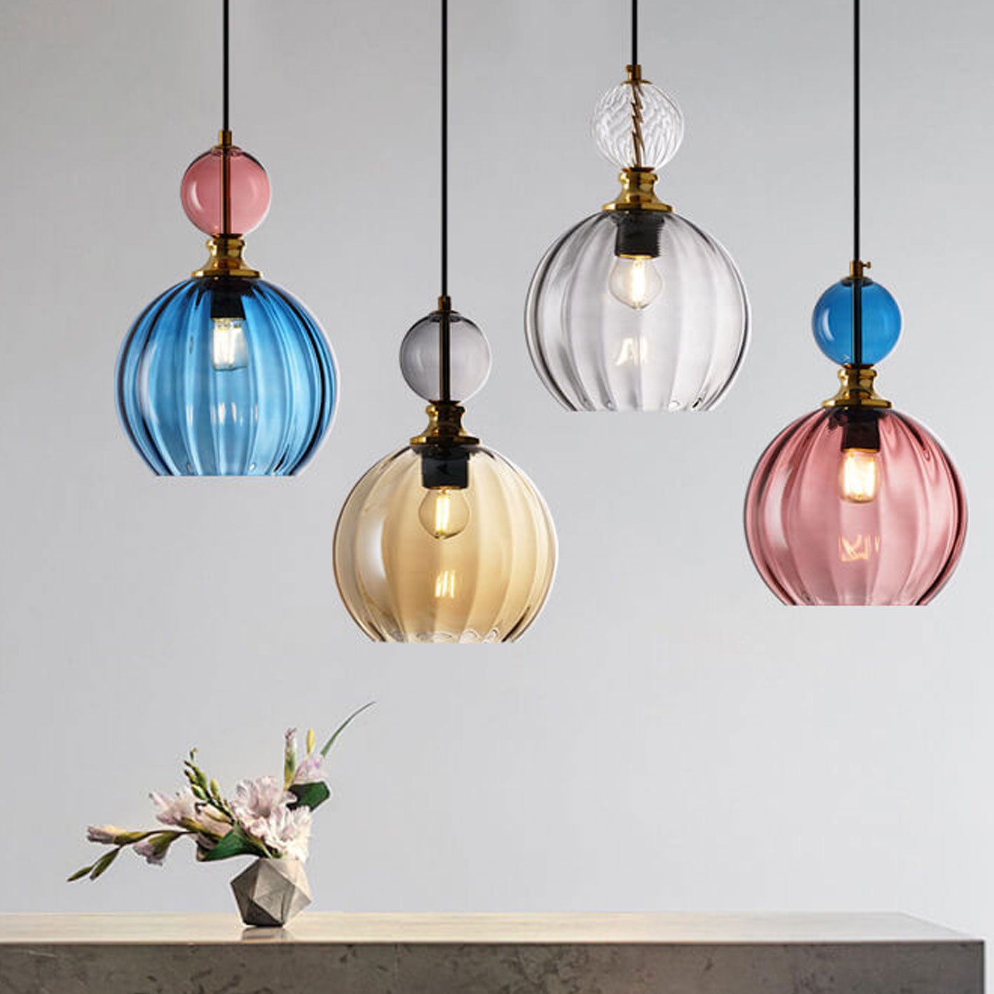Lighom creative danish round gray chandeliers — Cognac / 1-Light / 220V-240V (UK/AU)