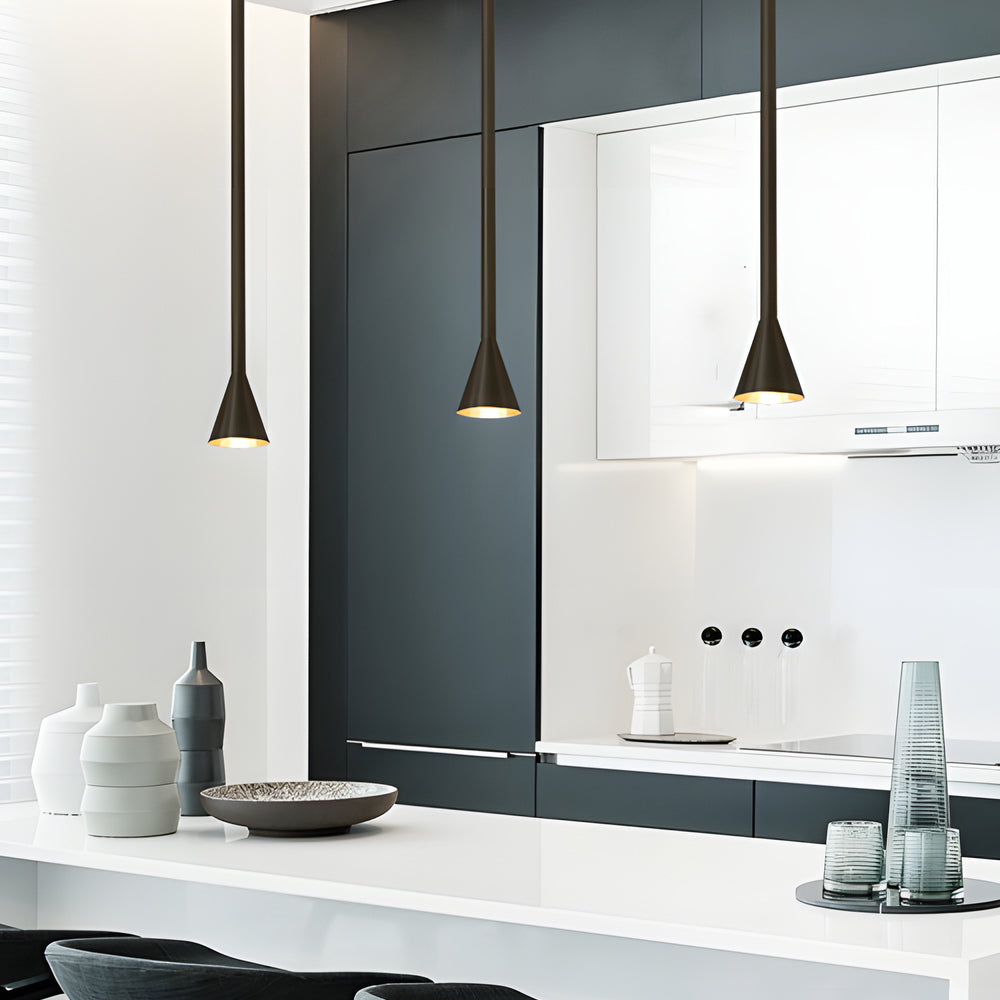Modern Vertical Metallic Tube Cone Pendant Light
