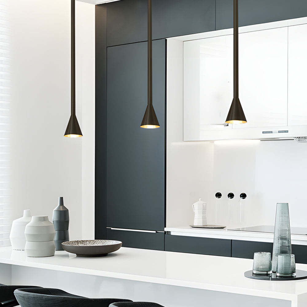 Modern Vertical Metallic Tube Cone Pendant Light