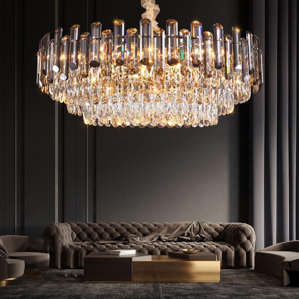 Multilayer Oval Crystal Plated Modern Chandelier — Oval