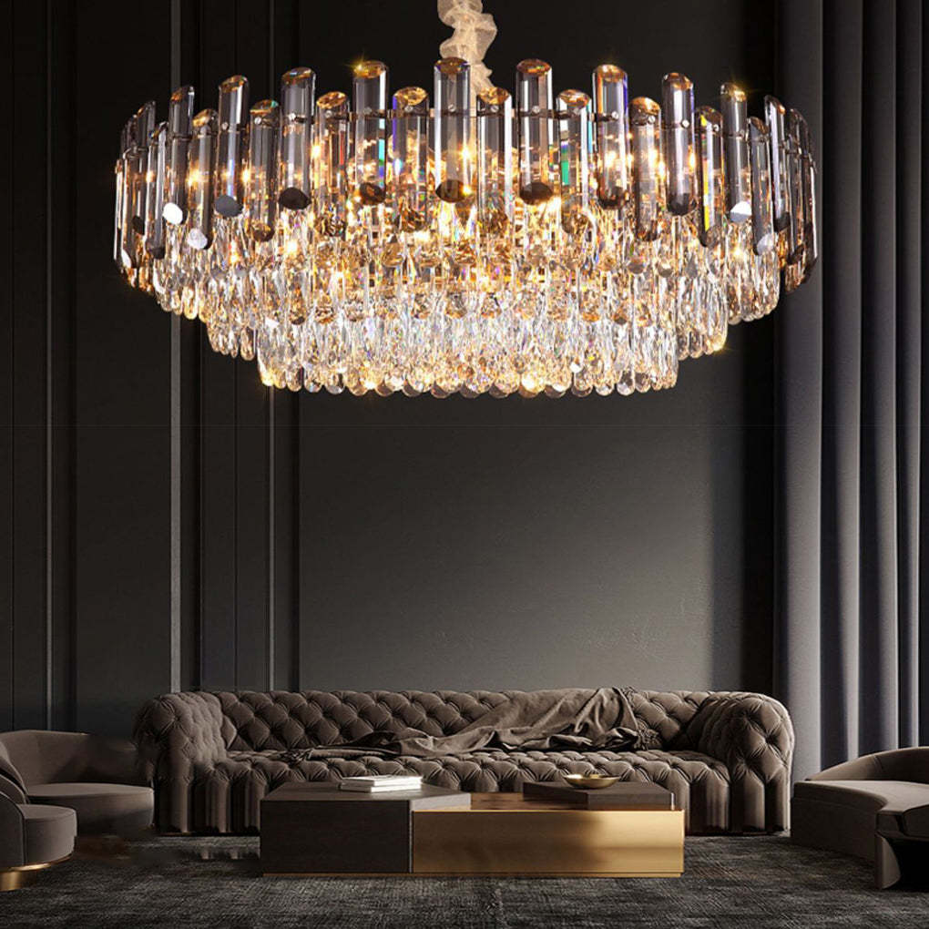 Multilayer Oval Crystal Plated Modern Chandelier — Oval