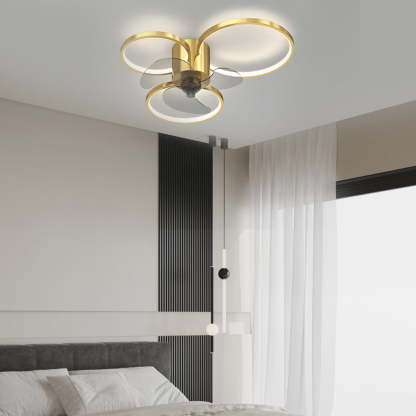 Square Round Rings Three Step Dimming LED Silent Modern Ceiling Fans Lamp-Lighom