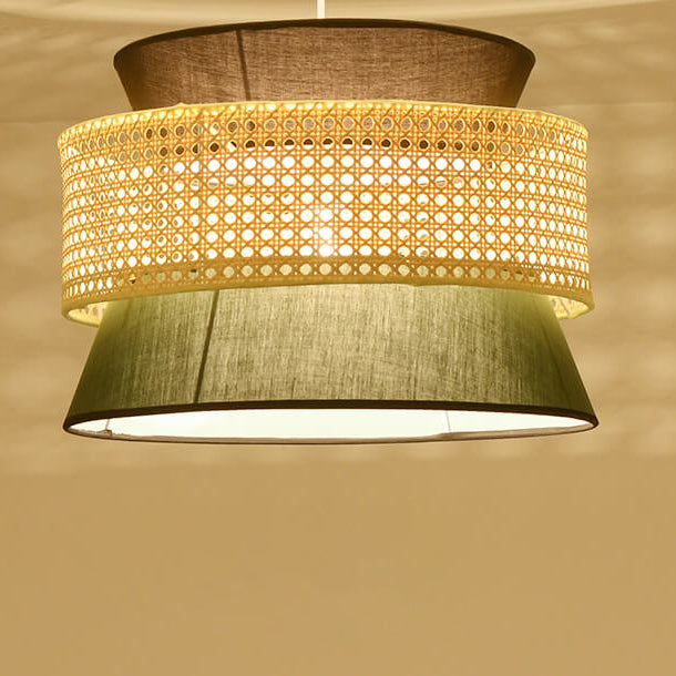 Modern Rattan Japanese Drum Pendant Light