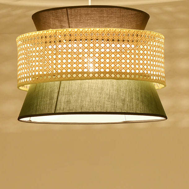 Modern Rattan Japanese Drum Pendant Light