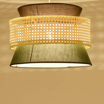 Modern Rattan Japanese Drum Pendant Light