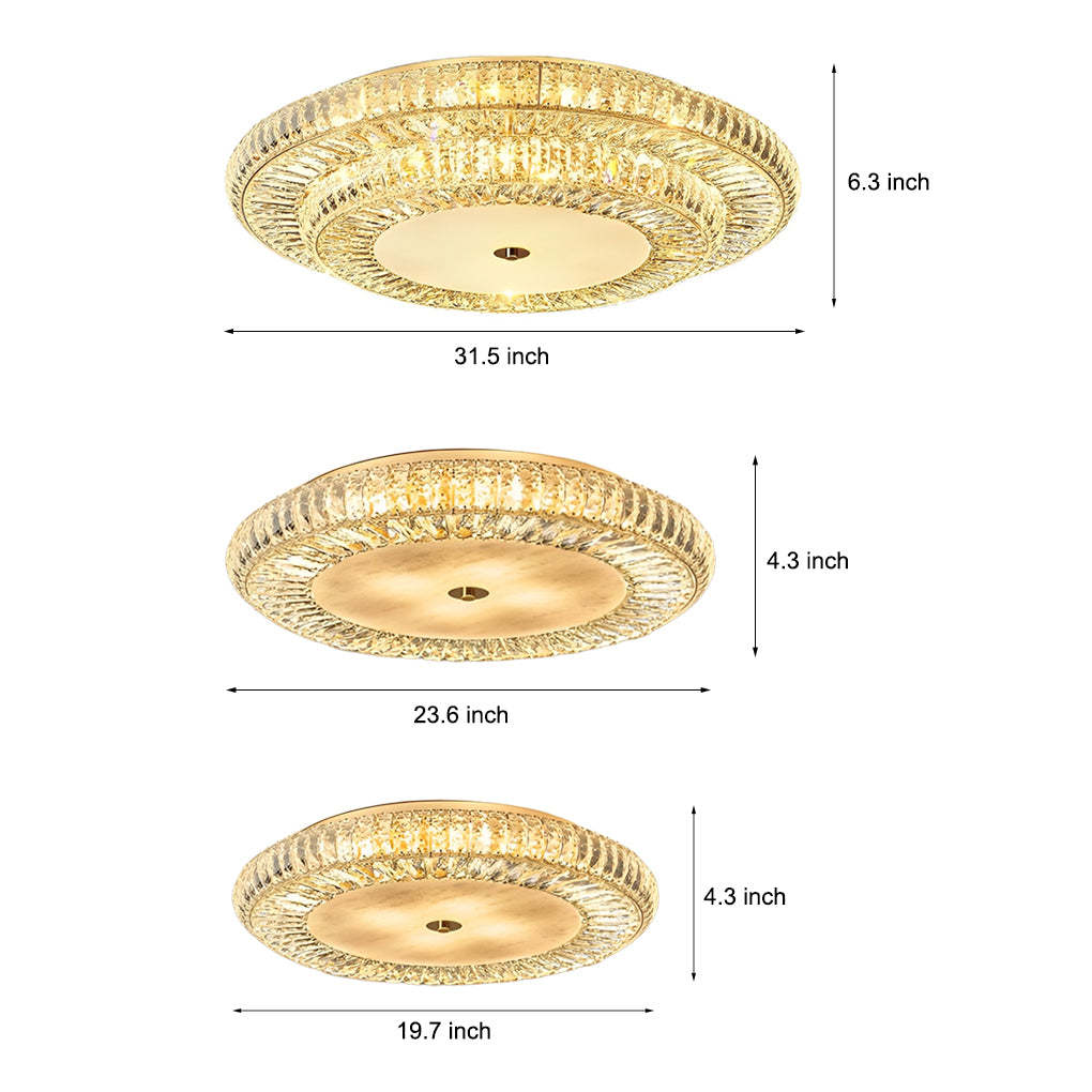 Round Crystal Dimmable Glass Modern Ceiling Fixture