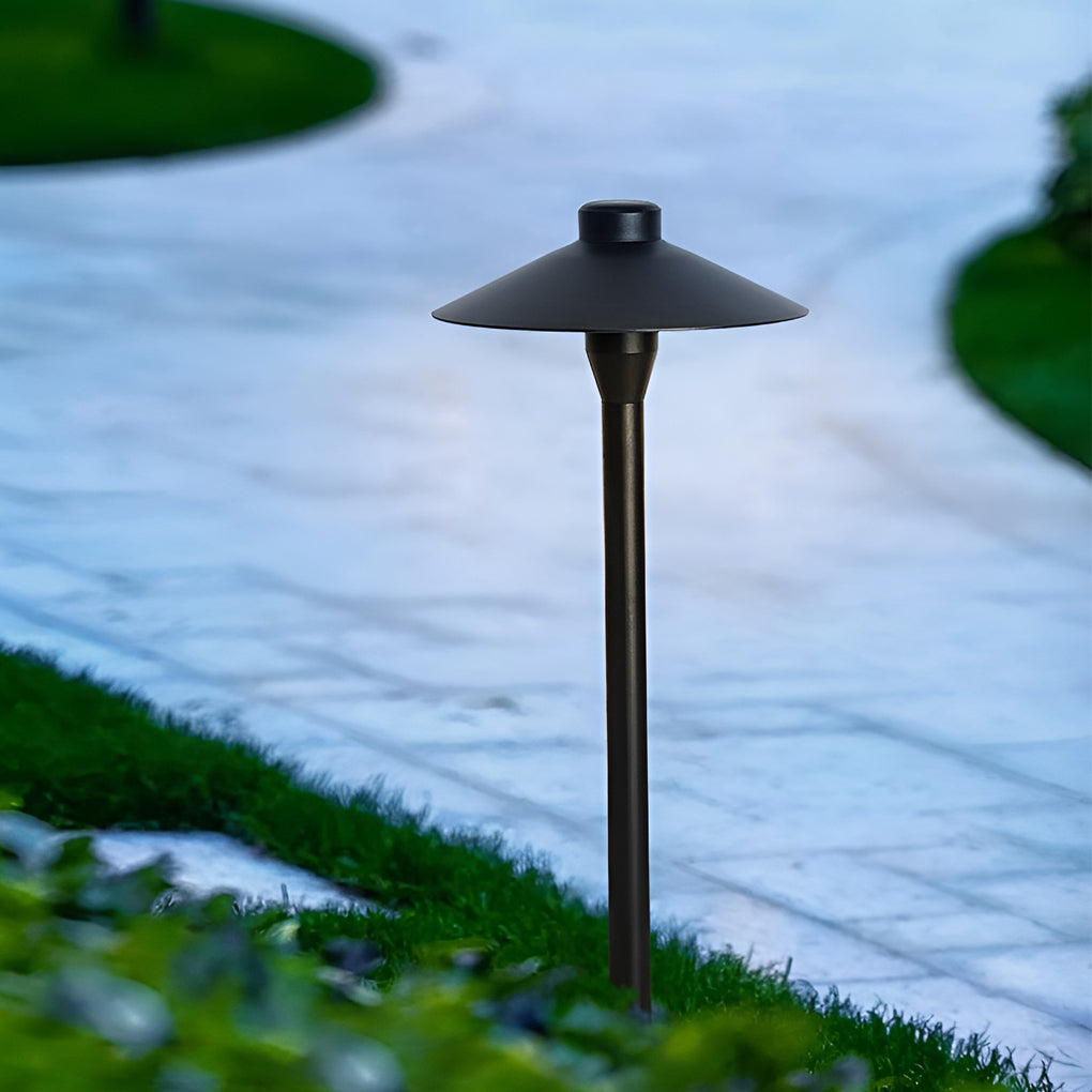 Industrial mushroom path landscape lighting in metal — With Base