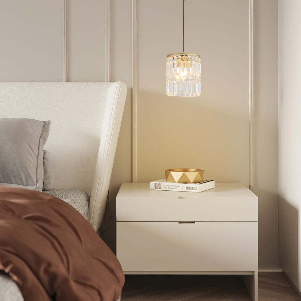 Cylindrical Crystal Shade 3-Step Dimming Nordic Pendant