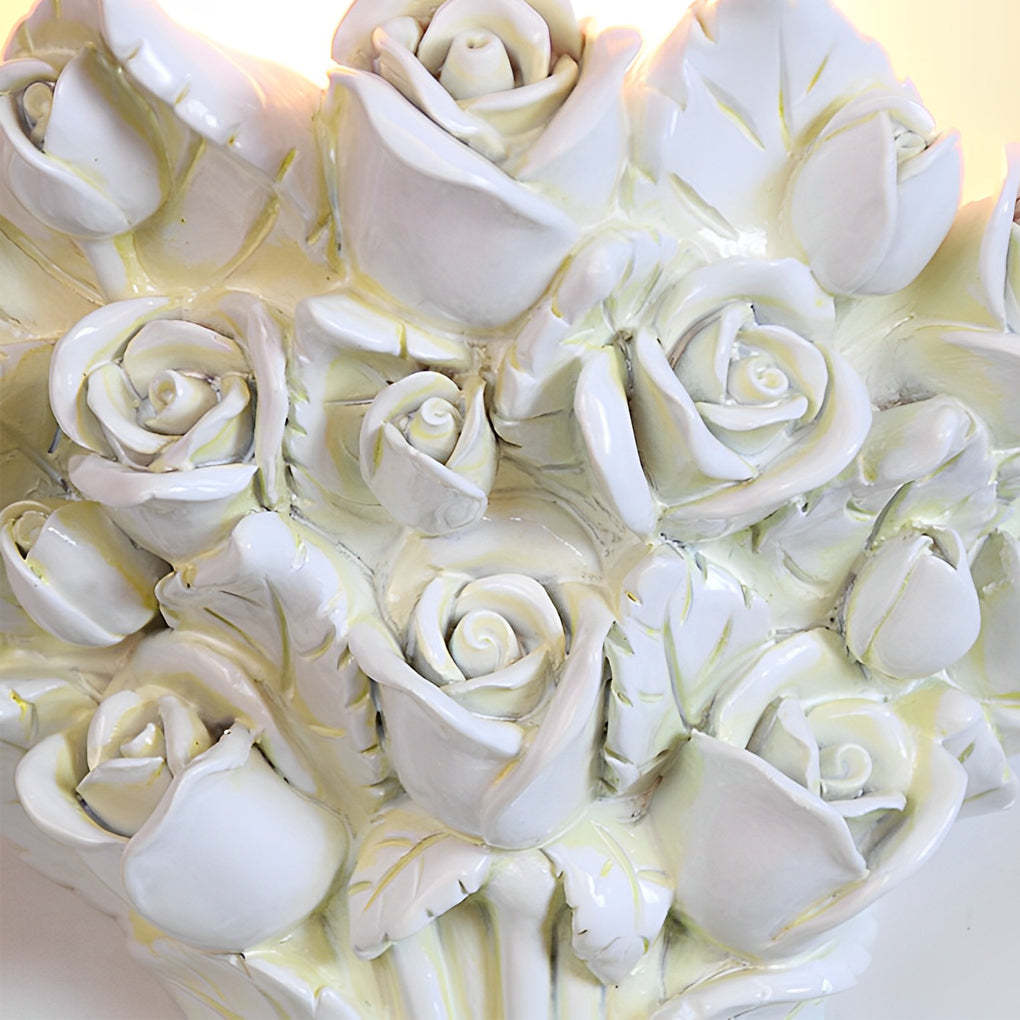 Retro Resin Roses Bouquet Glass European Wall Lamp