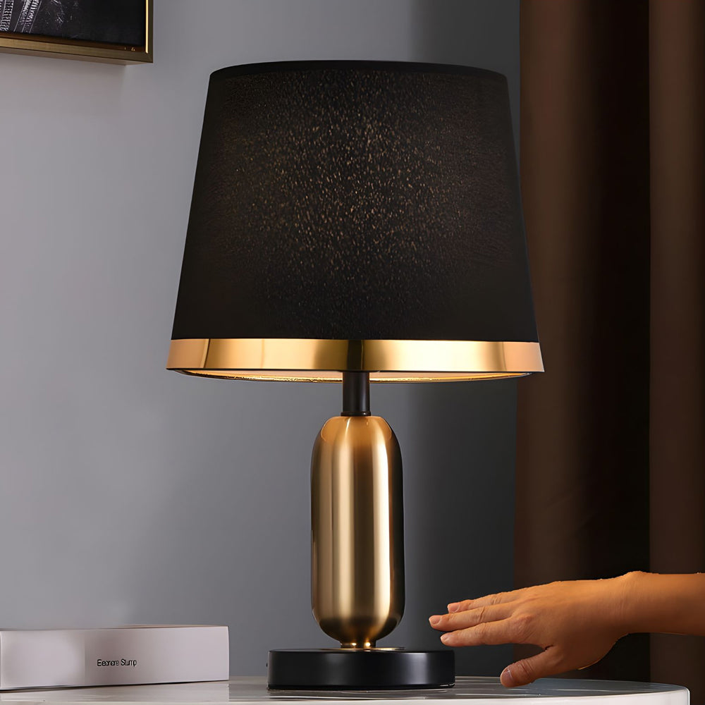 Vintage White/Black and Mid-Century Modern Brass Table Lamp-Lighom