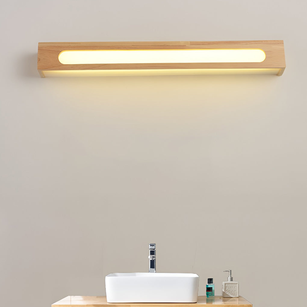 Rectangular Wood Waterproof LED Nordic Wall Lamp Mirror Light Sconces-Lighom
