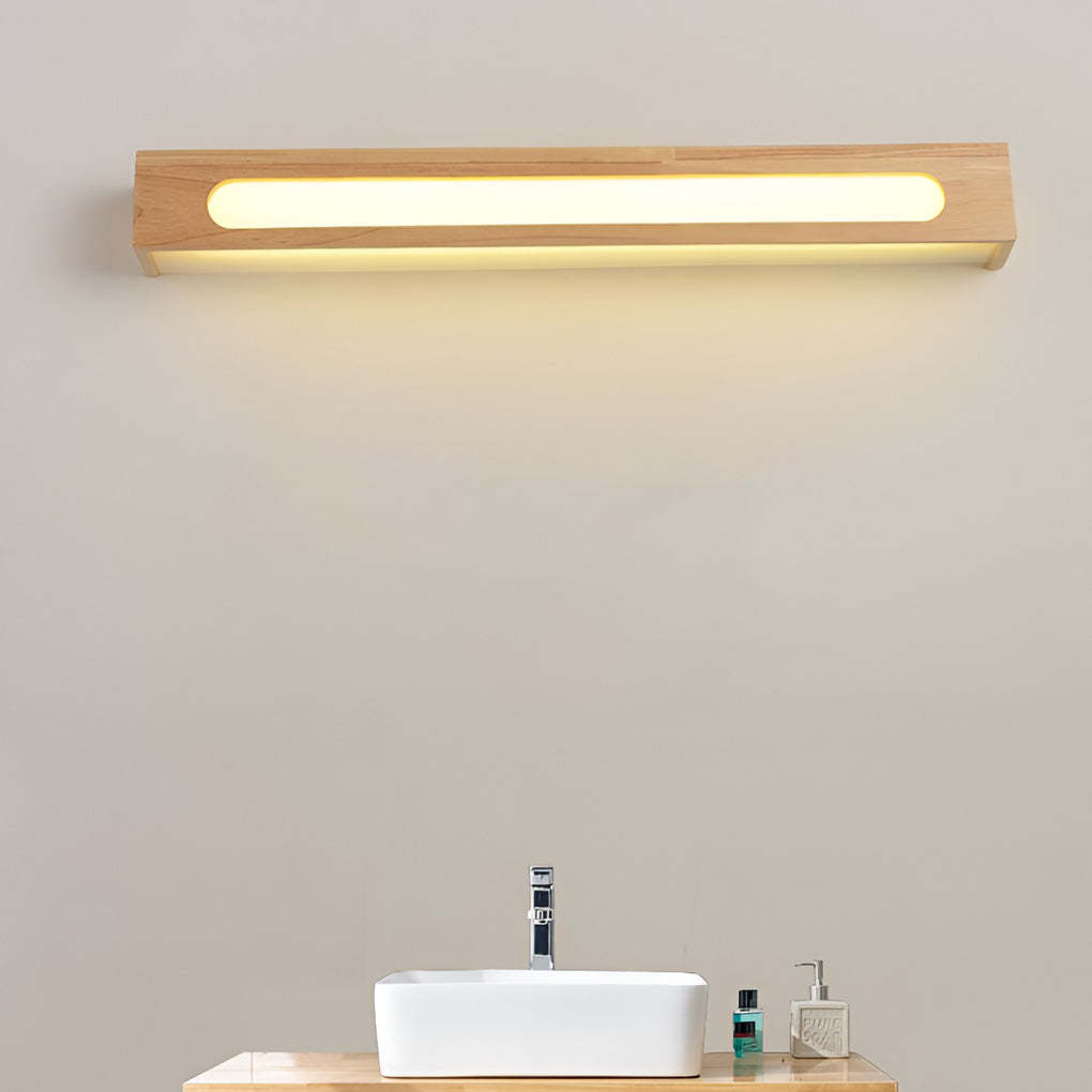 Rectangular Wood Waterproof LED Nordic Wall Lamp Mirror Light Sconces-Lighom
