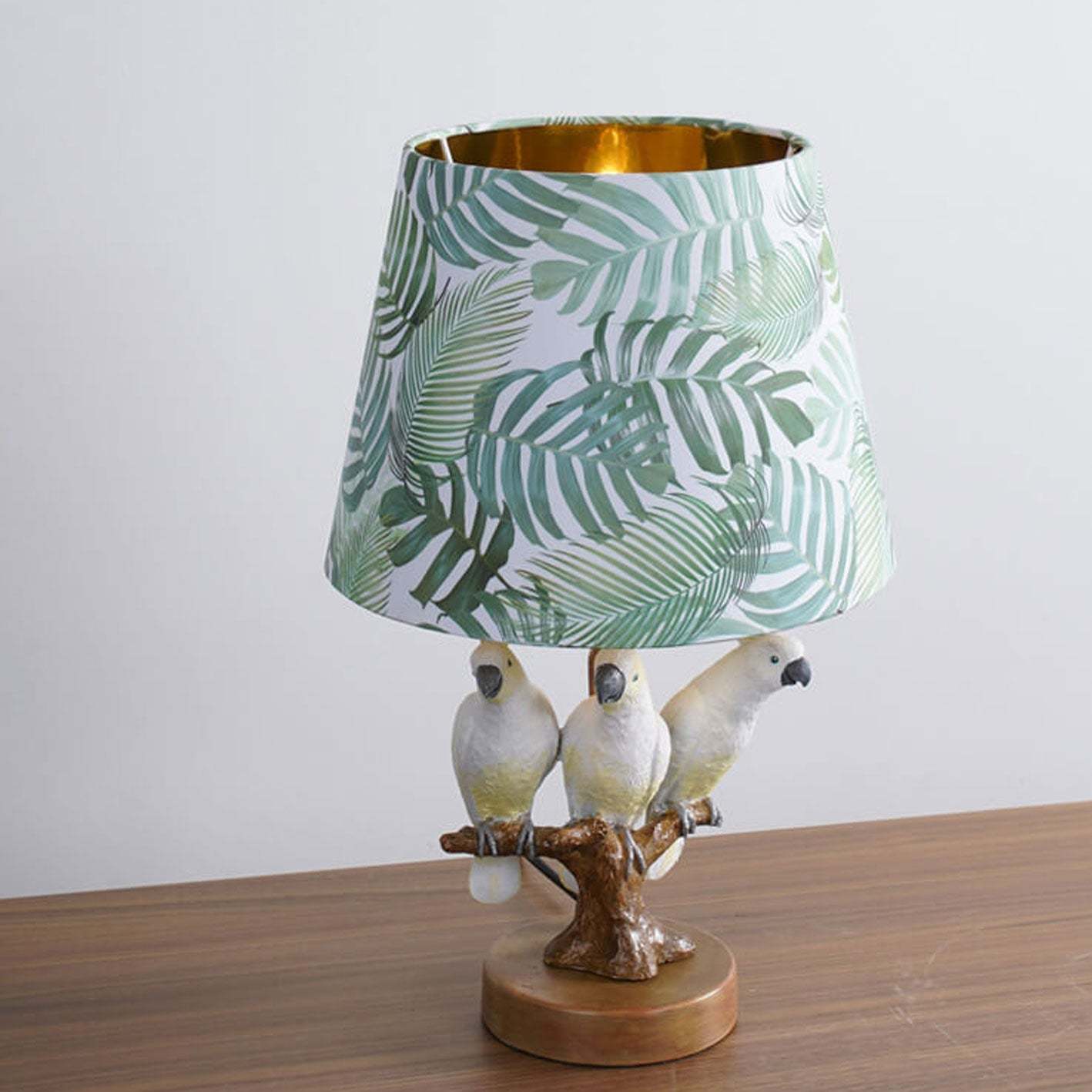 Nordic Leaf Fabric Resin Bird Table Lamp