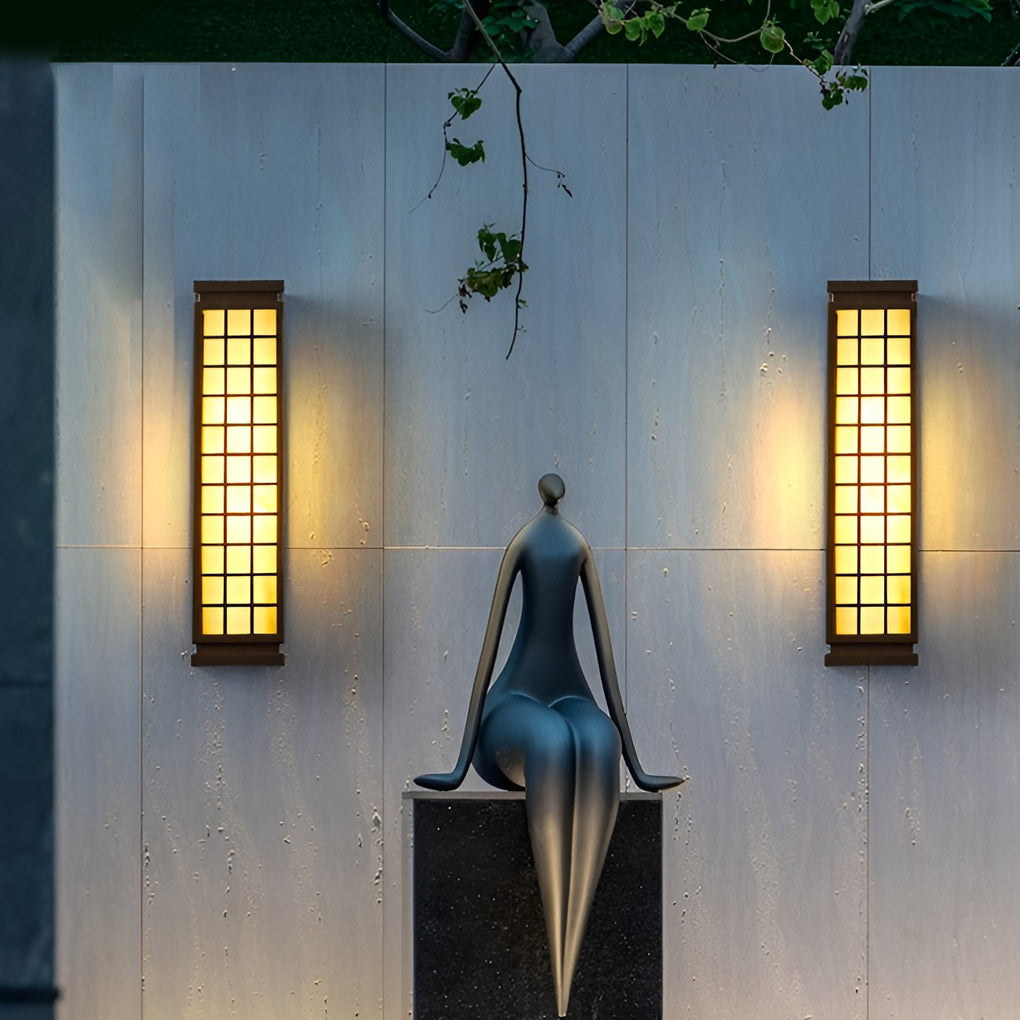 Industrial rectangular metal outdoor wall lighting — 6" W x 4" D x 26" H