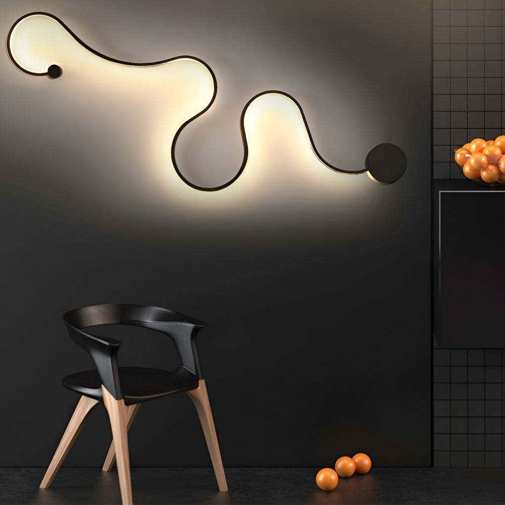 Creative Long Curved Linear LED Modern Wall Sconce Lighting Wall Light Wall Lamp-Lighom