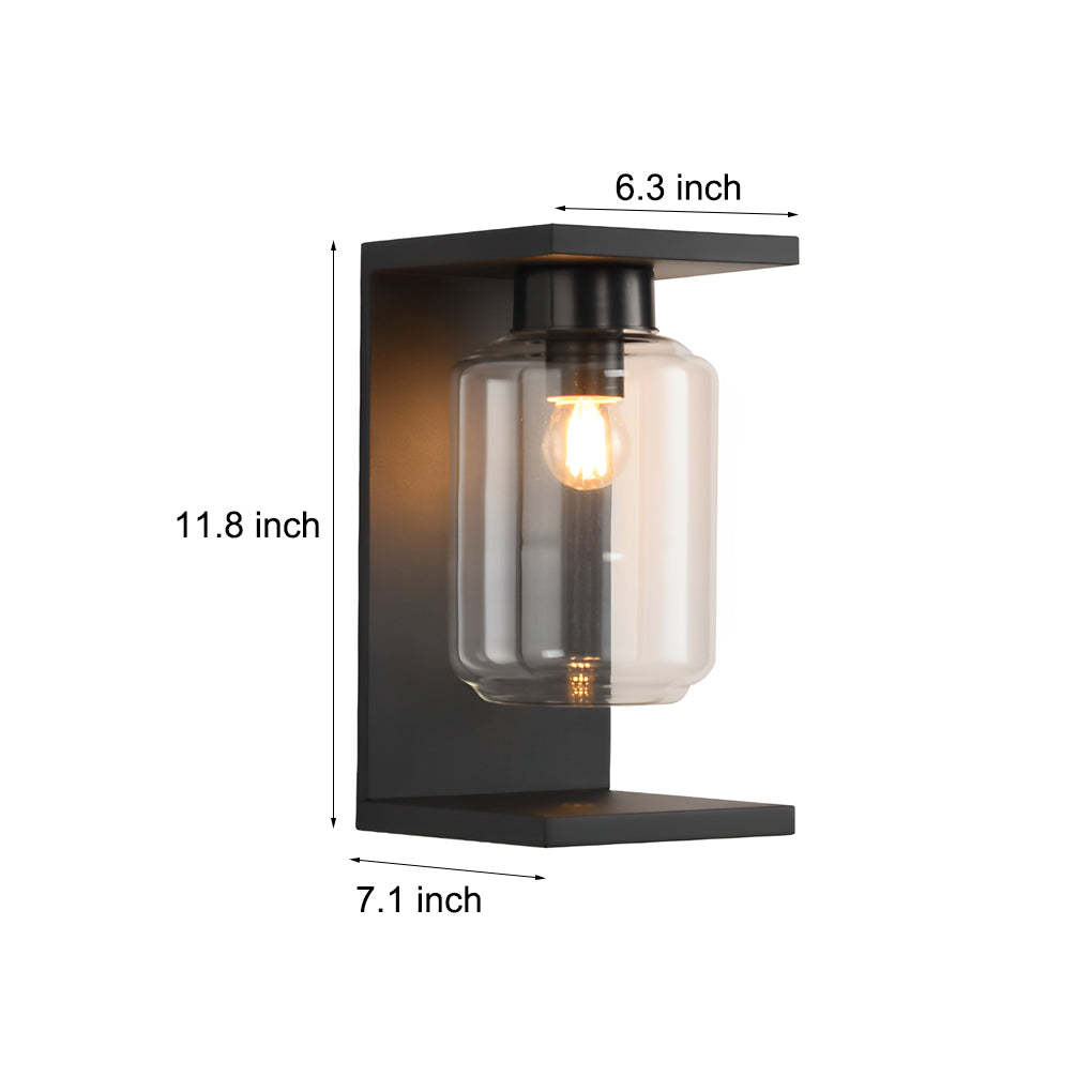 Glass Black Modern Solar Outdoor Wall Light
