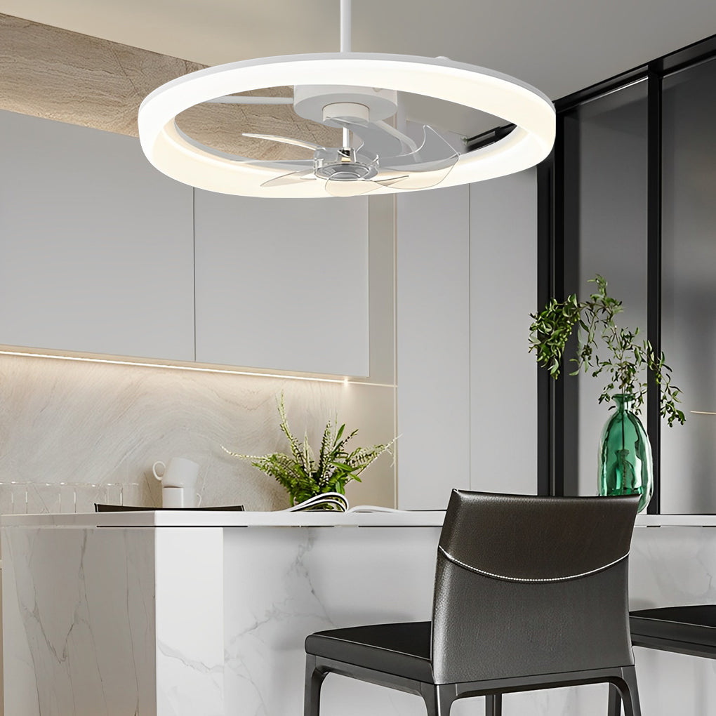 Circular Mute LED Stepless White Modern Ceiling Fan