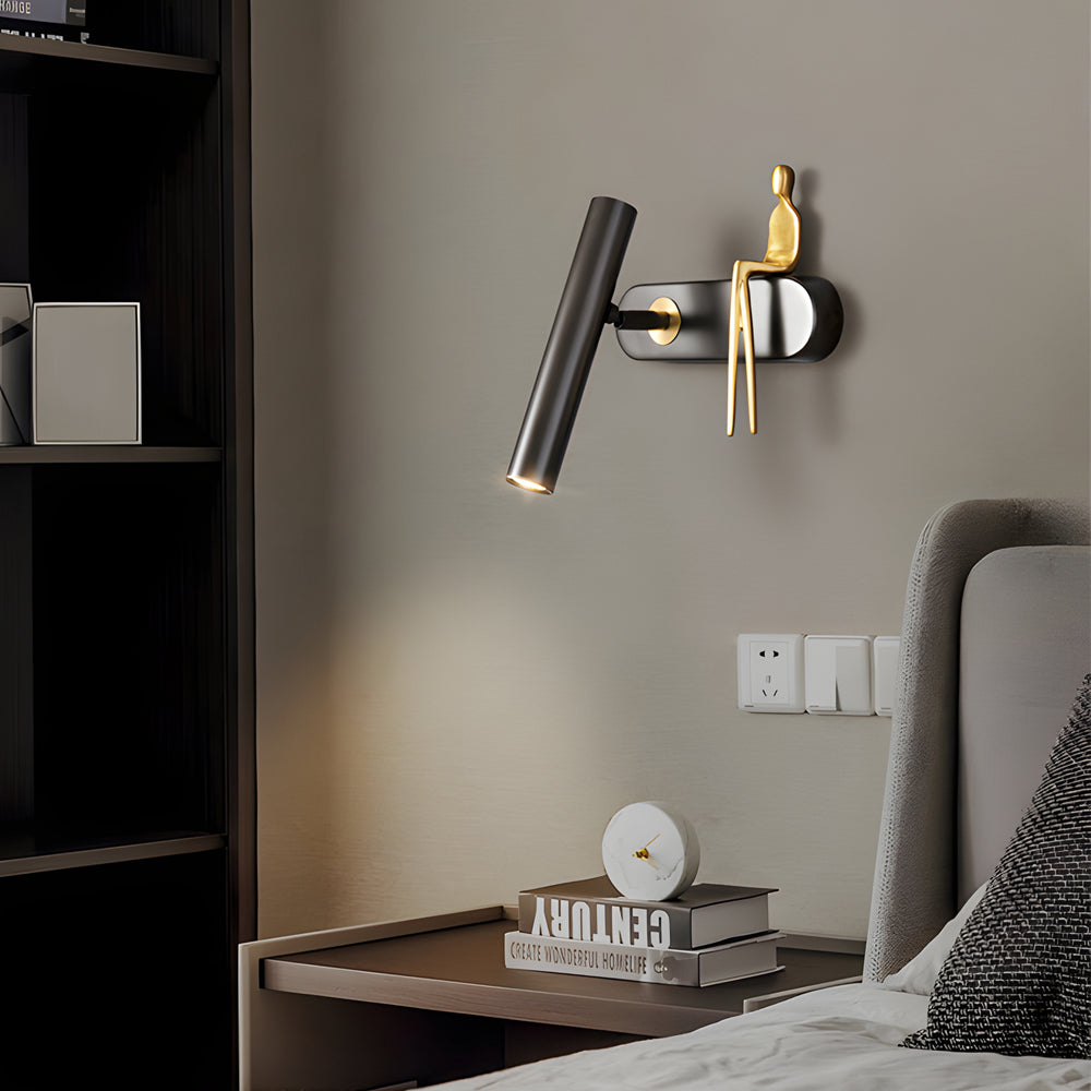 Bronze modern slender 1-light wall sconces — Right / Matte Black