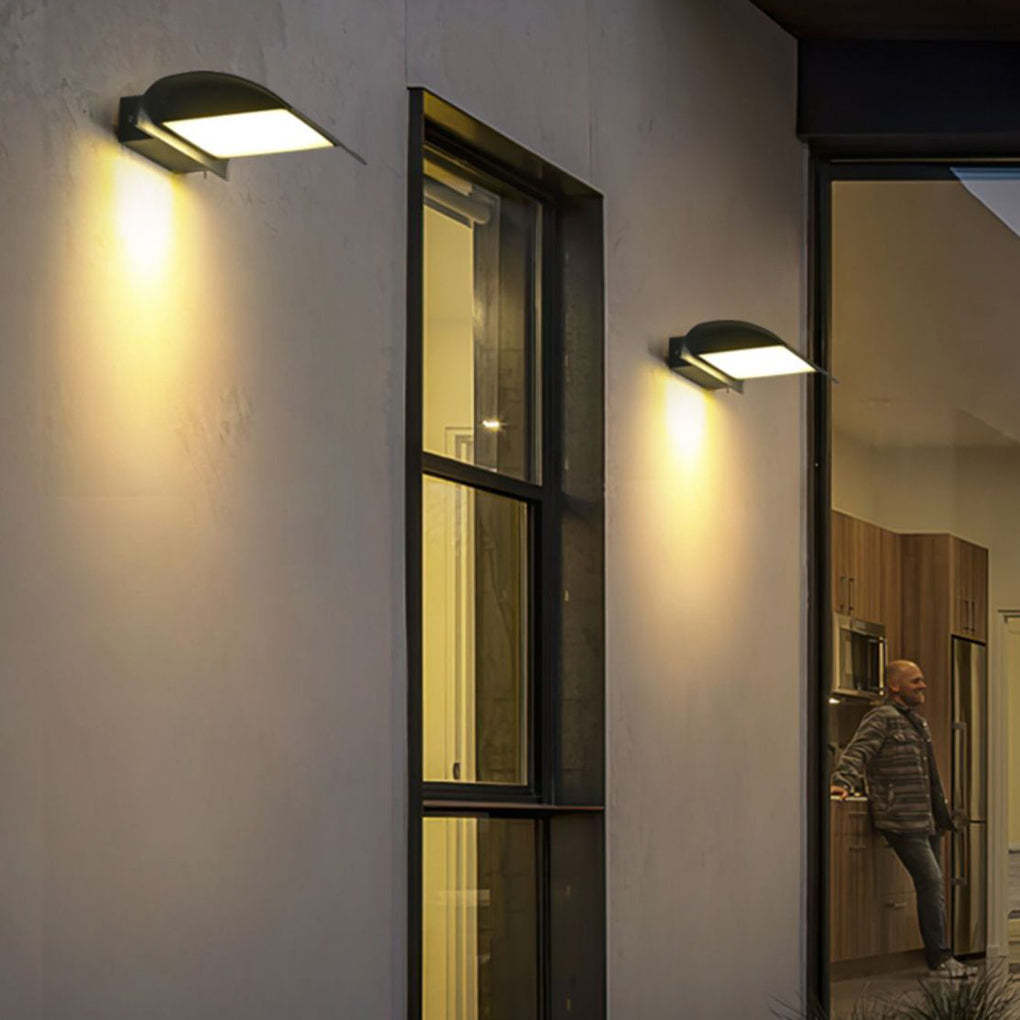 Curved Outdoor Waterproof LED Black Modern Minimalist Wall Lamp Exterior Lighting-Lighom