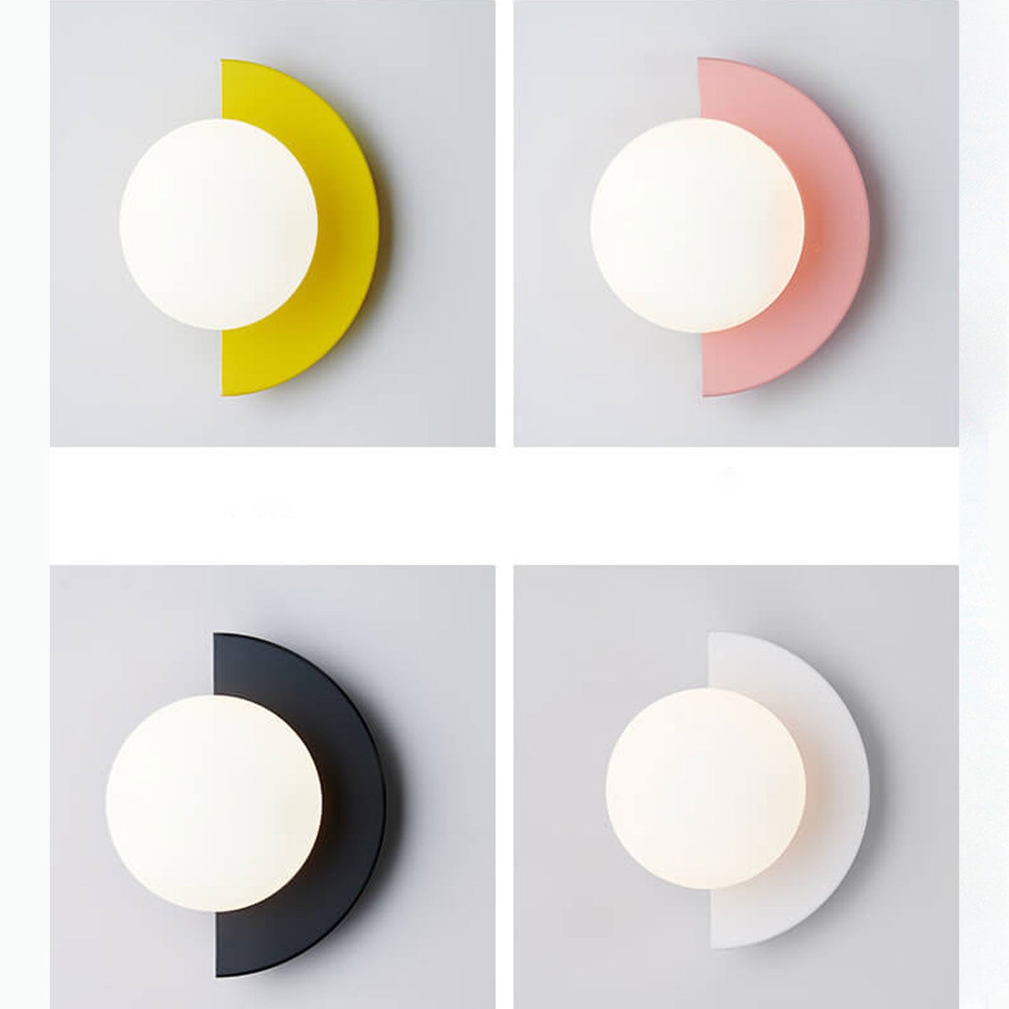 Minimalist Glass Spherical Colorful Semicircle Wall Sconce